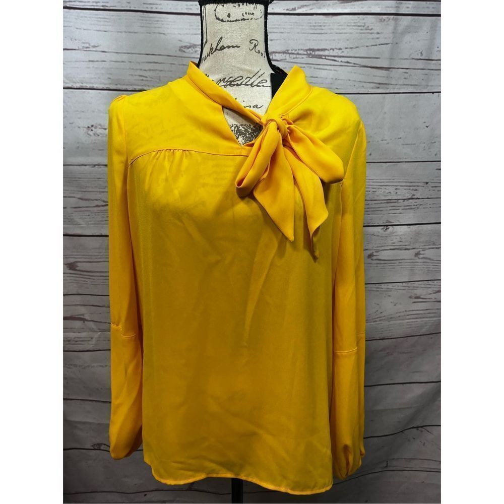 DKNY small yellow blouse NWT with bow on side of neck - 2598